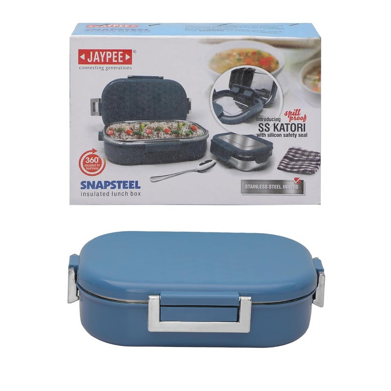 JAYPEE PLUS JAYPEE Snapsteel Stainless Steel Insulated Lunch Box Blue, 650 ml, Airtight Tiffin Box for School Kids | Spillproof with Silicon Seal | Food Grade | BPA Free - Image 5