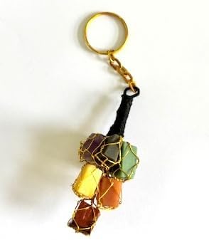 crystalmiracle Beautiful 6 inches Chakra Tumbled Stone Key Chain Healing Fashipn Accessory Gift for Home Office Handcrafted