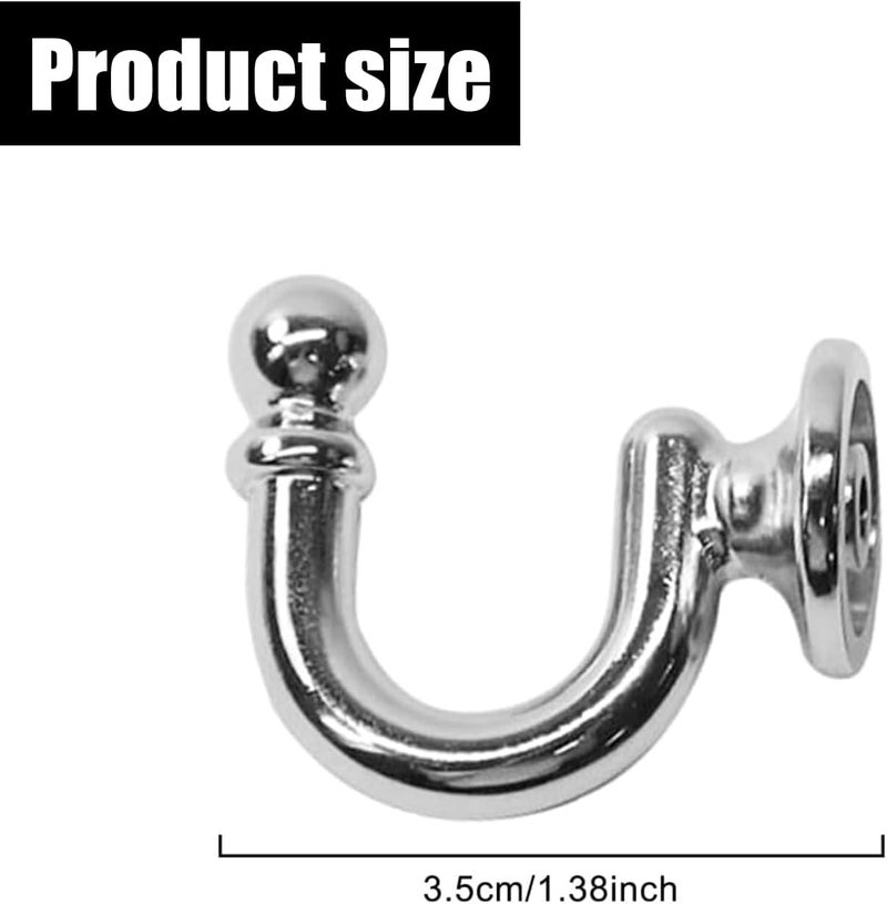 BRITECO 2PCS Silver U Shaped Curtain Tieback Hooks with Screws - Decorative and Durable Metal Holdbacks for Drapes, Curtains, and Window Treatments - Easy to Install, Space-Saving Design - Image 2