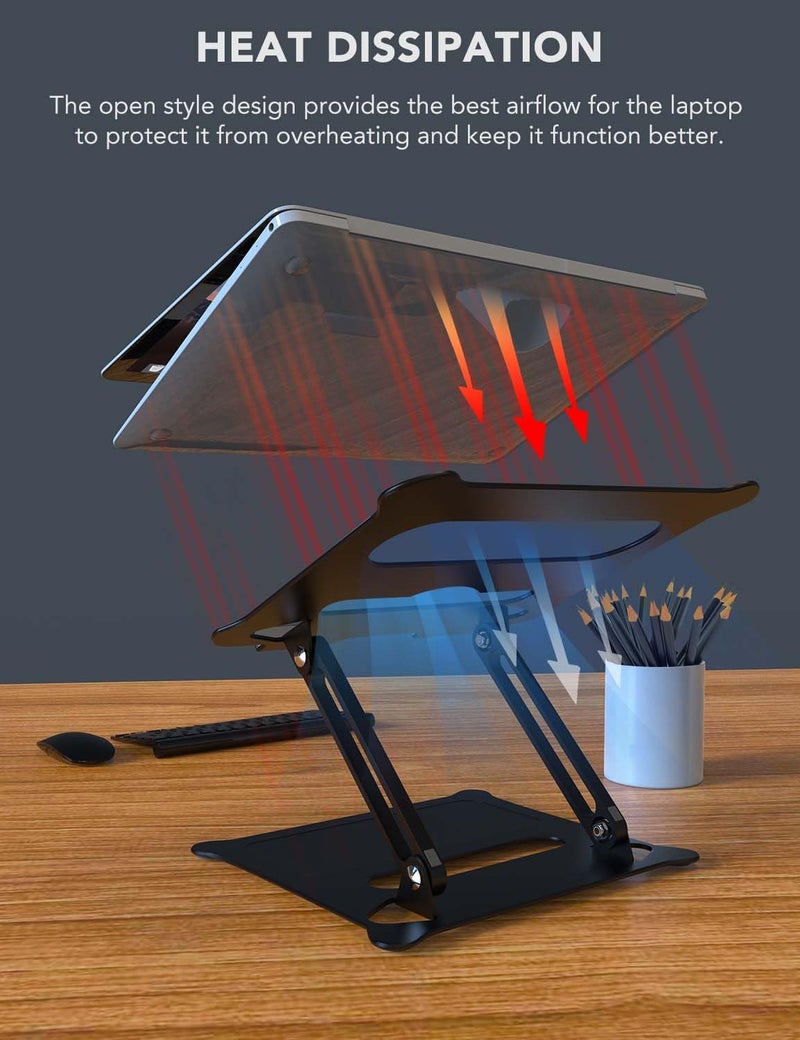 PHOCAR Laptop Riser Adjustable Laptop Stand Foldable Aluminum Portable Computer Stand Laptop Holder Compatible for MacBook,HP, Lenovo,Surface,Dell, ASUS, Laptops up to 17 Inch - Image 3