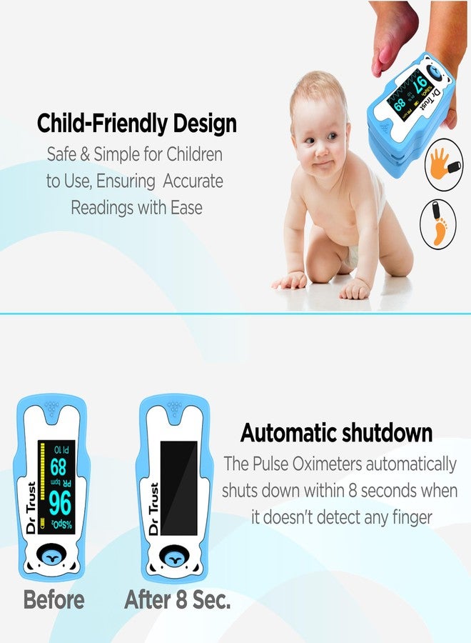 Dr Trust Paediatric Finger Tip Pulse Oximeter for kids Sp02 check (Blue) 212 - Image 4
