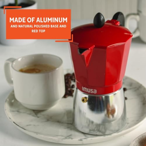 IMUSA USA B120-42T Aluminum Stovetop Coffeemaker, Espresso Machine, 3-Cup, Red - Image 3