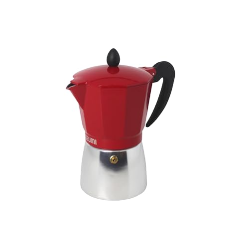 IMUSA USA B120-42T Aluminum Stovetop Coffeemaker, Espresso Machine, 3-Cup, Red - Image 1