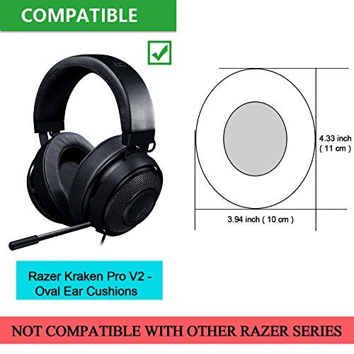 Jarmor Kraken Pro V2 - Oval Earpads, JARMOR Replacement Memory Foam Ear Cushion Kit Pad Cover for Razer Kraken Pro V2 - Oval Ear Headphone ONLY – Oval (Black) - Image 2
