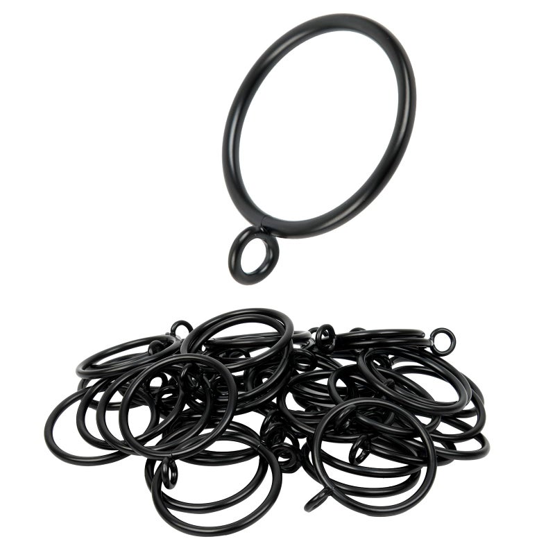 Manysky Curtain Rings With Eyelets  48 Pack Metal Drapery Rings For Pinch Pleat Curtains Panels  Drape Rings Fits Up To 1.2 In Curtains Rod  1.5 Inch I D Black - Image 1