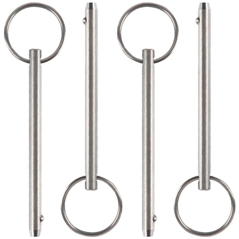 VTurboWay 4 Pack Quick Release Pin  Diameter 1/4""(6.3Mm)  Overall Length 3.75""(95Mm)  Usable Length 3""(76Mm)  Full 316 Stainless Steel  Bimini Top Pin  Marine Hardware - Image 1