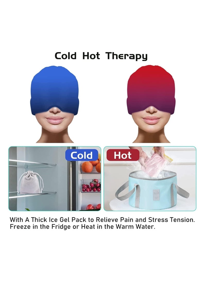 Migraine Relief Hat Products Ice Face Mask Soothing Headache Hot Cold Therapy Migraine Relief Hat for Migraines Sinus Puffy Eyes Stress(Pink) - Image 4