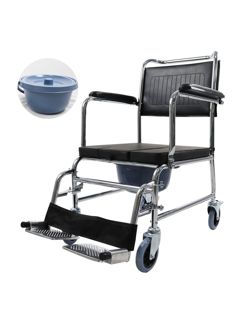 Cool Baby Style COOLBABY  Bedside Toilet Chair 4-in-1 Shower Toilet Wheelchair Rolling Transport Chair The Armrest Can Be Lifted  - Image 1