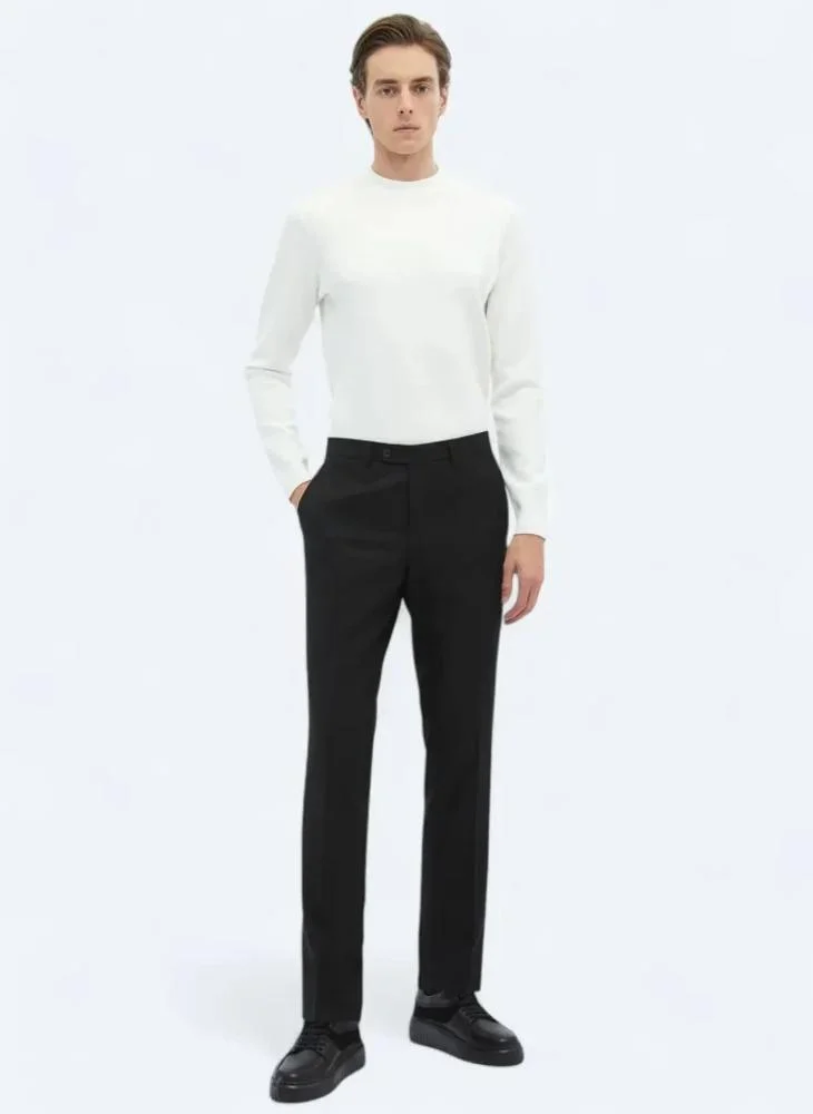 Kip Black Weaving Fitted Fit Classical Trousers