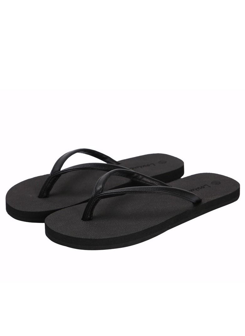 Loquat - Men/Women New Clip On Flip-flops Casual Beach Slippers Black - Image 1