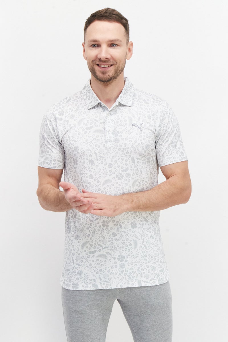 PUMA Men Sport Fit Short Sleeve Training Polo Shirt, White - Image 1