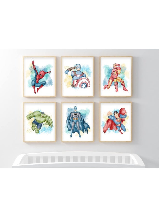 Nistio Superhero Wall Decor, Superhero Wall Art for Boys Bedroom, Avengers Prints, Set of 6 Prints, Iron Man, Spiderman, Captain America, Hulk, Batman, Superman, Unframed, 8x10 inches - Image 2
