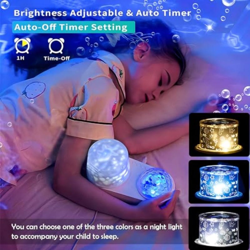 Ocean Light Projector for Bedroom, 360 Degree Rotating Night Lights Projector 6 Colors Double-Layer Stereo Projection Effect Galaxy Projection Night Light Toys Birthday Christmas Gifts - Image 3