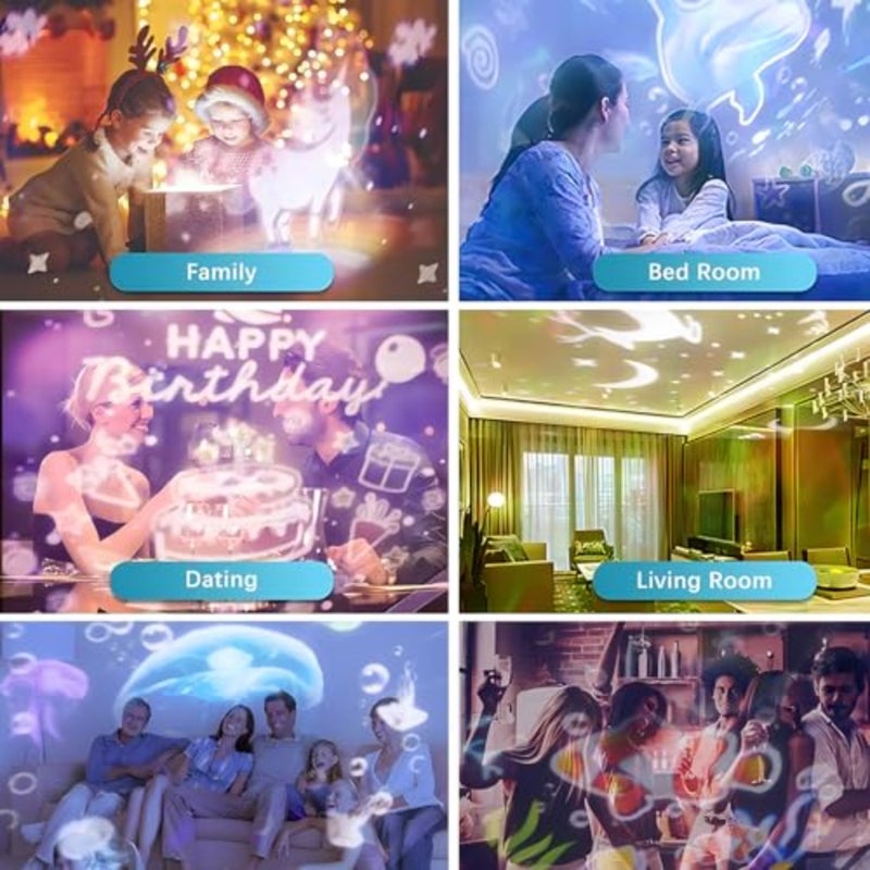 Ocean Light Projector for Bedroom, 360 Degree Rotating Night Lights Projector 6 Colors Double-Layer Stereo Projection Effect Galaxy Projection Night Light Toys Birthday Christmas Gifts - Image 5