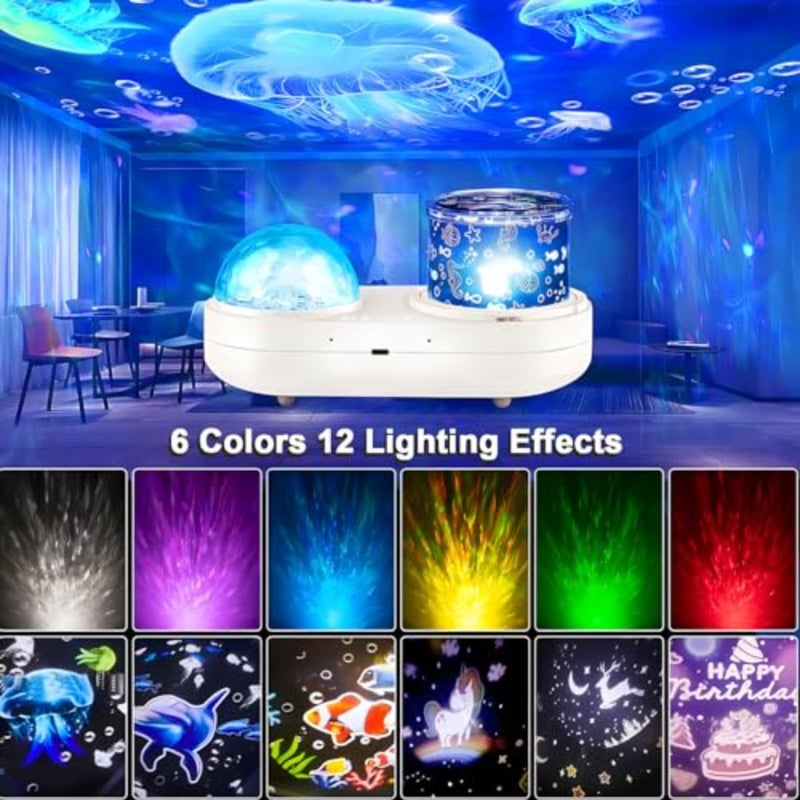 Ocean Light Projector for Bedroom, 360 Degree Rotating Night Lights Projector 6 Colors Double-Layer Stereo Projection Effect Galaxy Projection Night Light Toys Birthday Christmas Gifts - Image 4