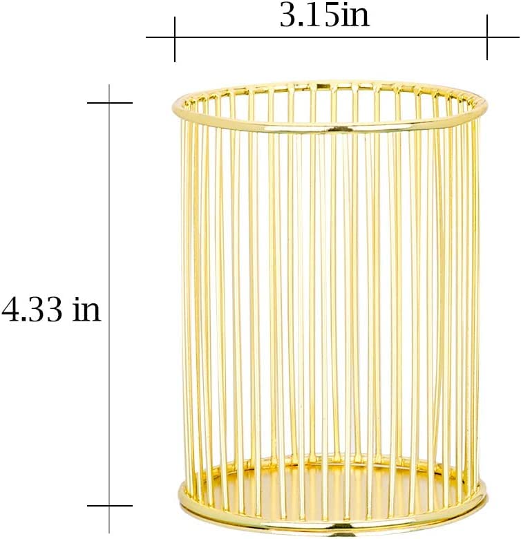 CentraLit Pen Stand Pencil Holder Decorative Metal Wire Pen Stand Organizer for Office Desk, Kids Study Table - Makeup Brush Holder Accessory, Toothbrush Holder (Gold) - Image 2