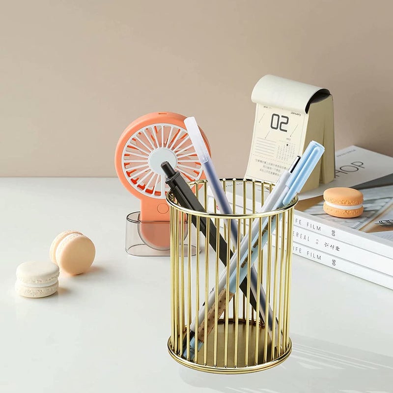 CentraLit Pen Stand Pencil Holder Decorative Metal Wire Pen Stand Organizer for Office Desk, Kids Study Table - Makeup Brush Holder Accessory, Toothbrush Holder (Gold) - Image 3