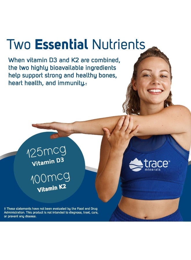 Trace Minerals Liquid Ionic Vitamin D3 + K2 Supplement for Adults - Image 2