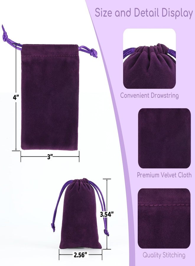 Tapleap Jewelry Bags, 12Pcs Purple Velvet Coin Purse, 3x4 Drawstring Bags, Wedding, Valentine's Day, For Wrapping Crystals, MIini Urns, Resin Runes - Image 2