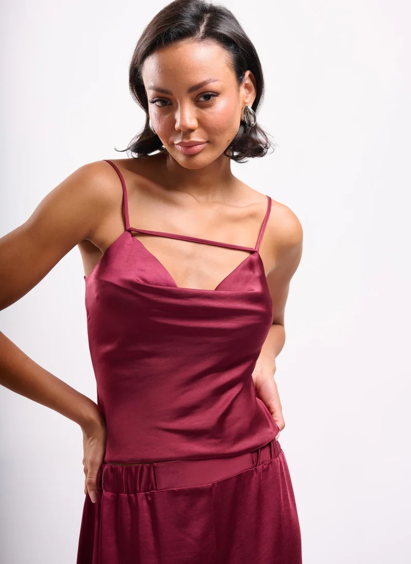 Faia CAMI TOP WITH STRAP DETAIL AND COWL BACK IN PORT