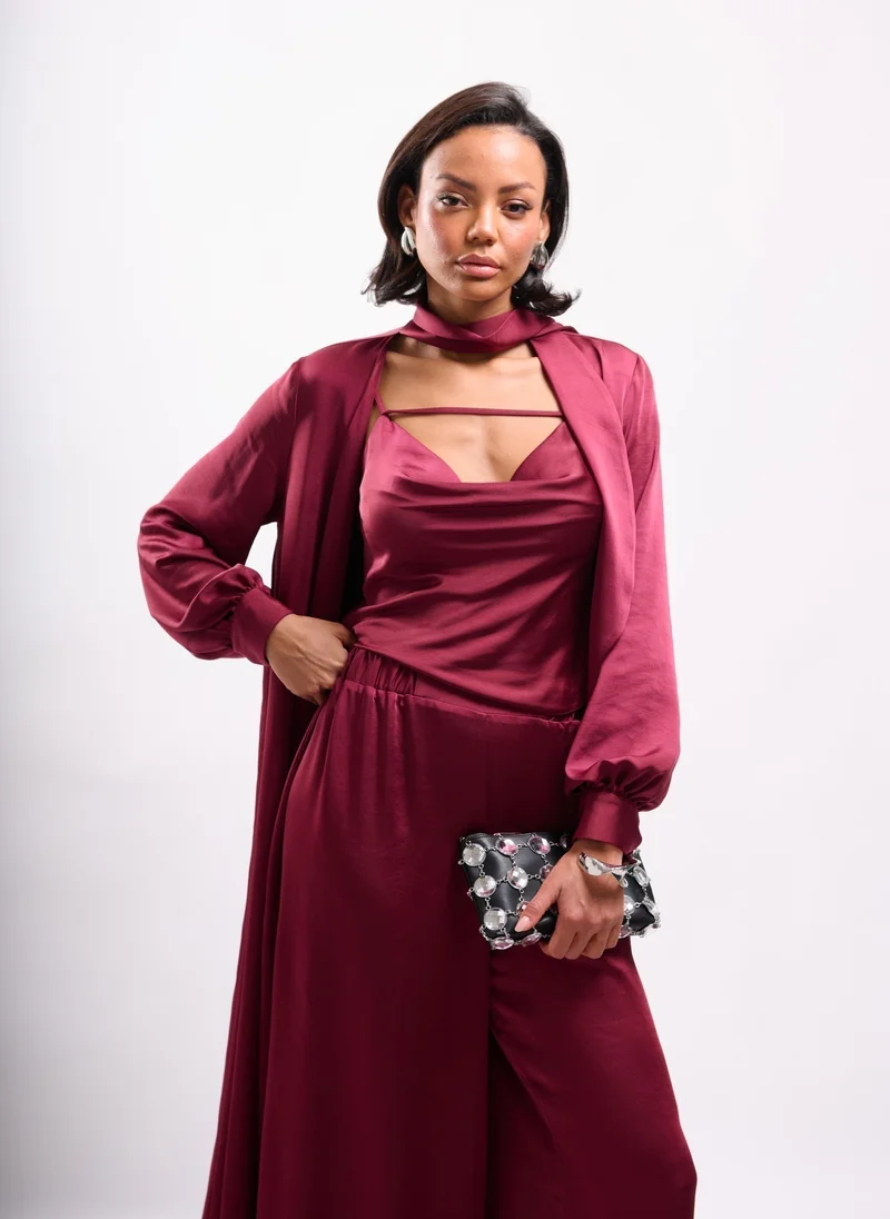 Faia CAMI TOP WITH STRAP DETAIL AND COWL BACK IN PORT