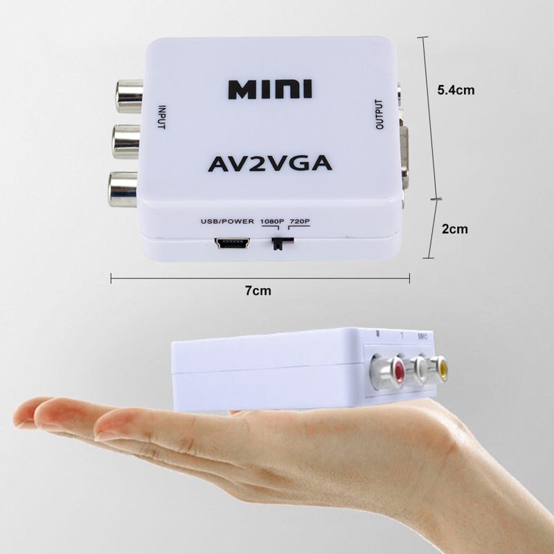 Mini AV2VGA Video Converter Convertor Box AV RCA CVBS to VGA Video Converter Conversor with 3.5mm Audio to PC HDTV Converter - Image 2