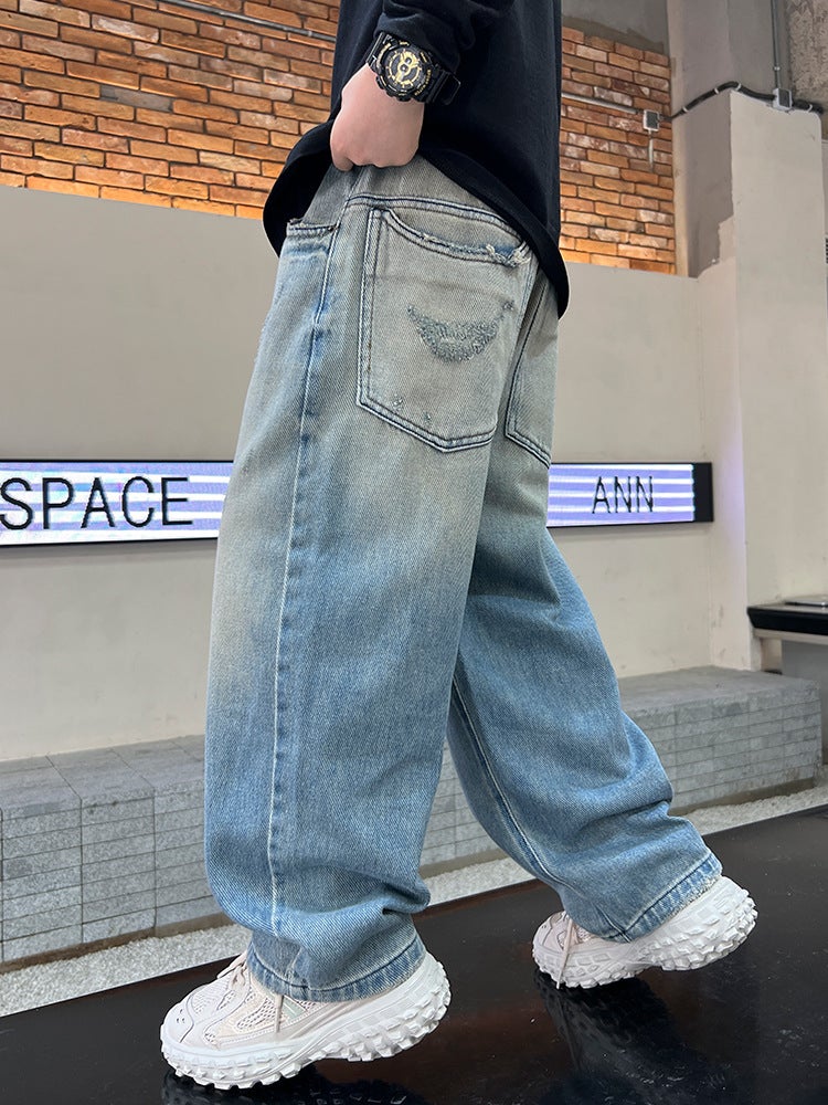 Children'S Wear Boys' Spring Pants Straight Jeans Arrival Big Kids Boys Spring Trendy Trousers - Image 4