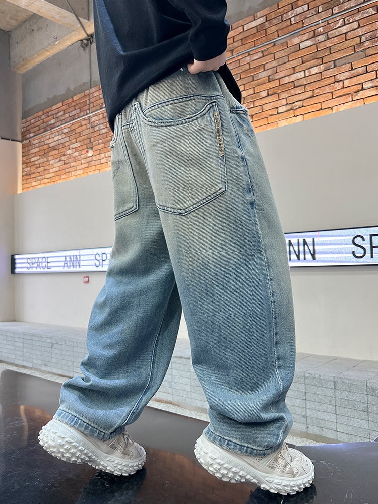 Children'S Wear Boys' Spring Pants Straight Jeans Arrival Big Kids Boys Spring Trendy Trousers - Image 5