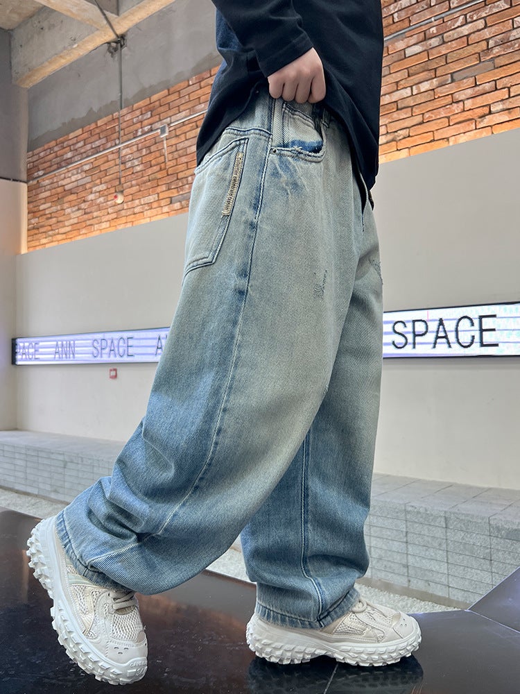 Children'S Wear Boys' Spring Pants Straight Jeans Arrival Big Kids Boys Spring Trendy Trousers - Image 3