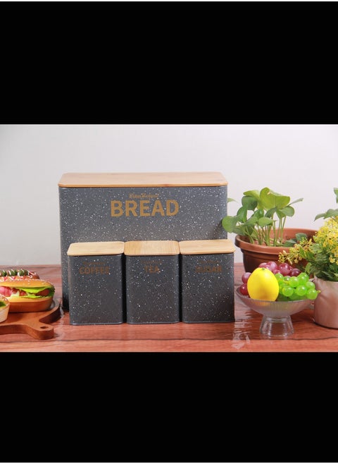 Aisha bread box with storage jars
