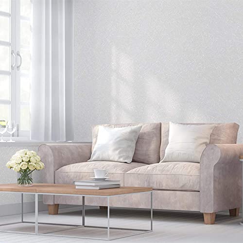 Abyssaly White Wallpaper Peel and Stick Wallpaper Self Adhesive Embossed White Contact Paper 17.7" x 118" Removable Kitchen Vinyl Film Textured Cabinet Shelf Paper - Image 2