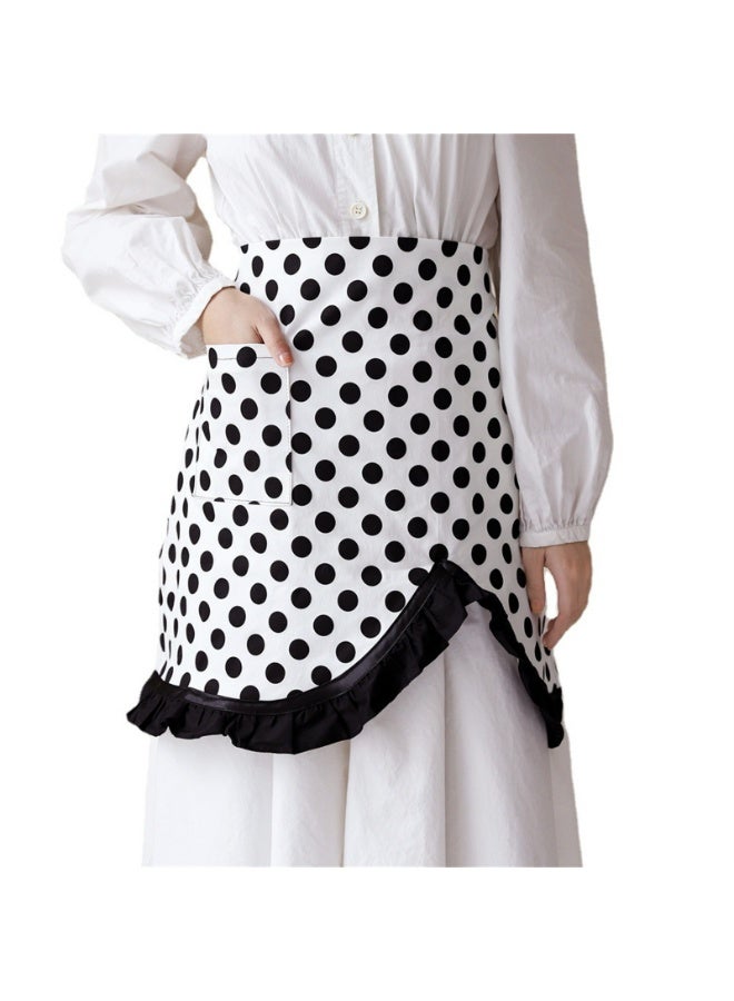 Women Half Apron Retro Waist Apron Ruffle Vintage Apron with Pocket for Chef Cafe Server Waiter Cooking Kitchen - Image 1