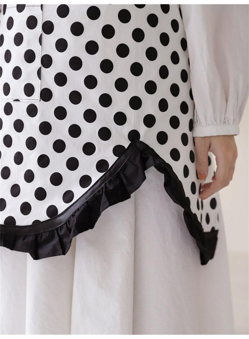 Women Half Apron Retro Waist Apron Ruffle Vintage Apron with Pocket for Chef Cafe Server Waiter Cooking Kitchen - Image 4