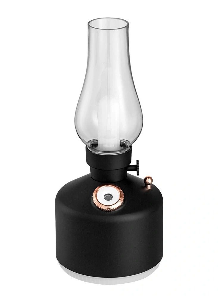 Retro Air Humidifier Vintage Lamp Night Light Nano Mist Sprayer Aromatherapy Diffuser USB Rechargeable Portable Air Humidifier Black - Image 1