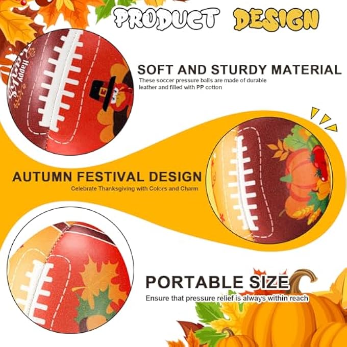 Arrowbash 24 Pcs Thanksgiving Stress Footballs 3.4 Inch Mini Footballs Bulk Thanksgiving Fall Party Favors Small Stress Relief Gifts for Home Office School Outdoor Supplies - Image 3