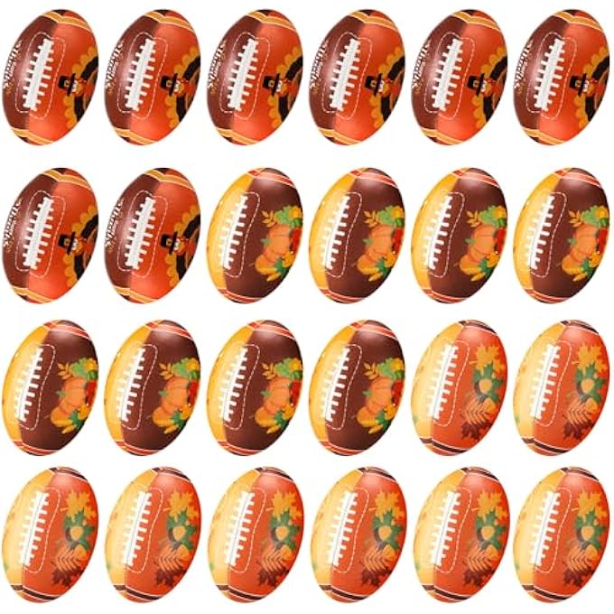 Arrowbash 24 Pcs Thanksgiving Stress Footballs 3.4 Inch Mini Footballs Bulk Thanksgiving Fall Party Favors Small Stress Relief Gifts for Home Office School Outdoor Supplies - Image 1