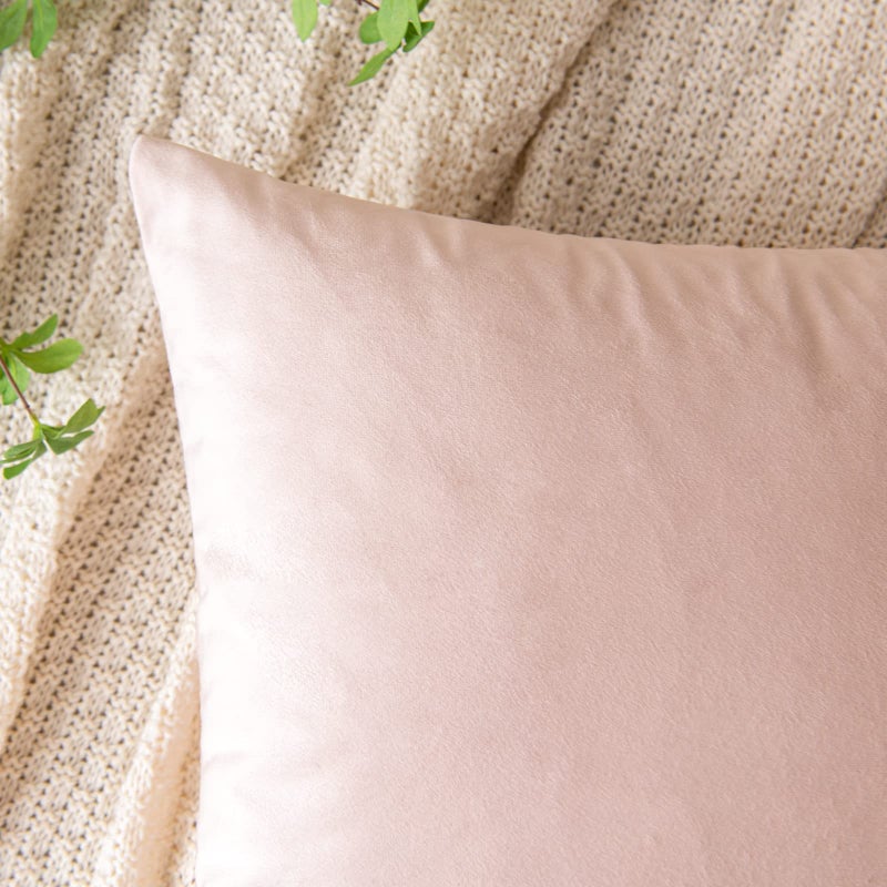 EMEMA Pack of 2 Velvet Throw Pillow Covers Decorative Square Pillowcase Soft Solid Cushion Case for Sofa Bedroom Chair Car 24x24 Inch Pink - Image 2