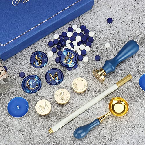 SWANGSA Initial Alphabet A Wax Seal Stamp Kit, Vintage Elegant Botanical Leaves Letter Sealing Stamp with Sealing Wax Beads Gift Box Kit - Image 4