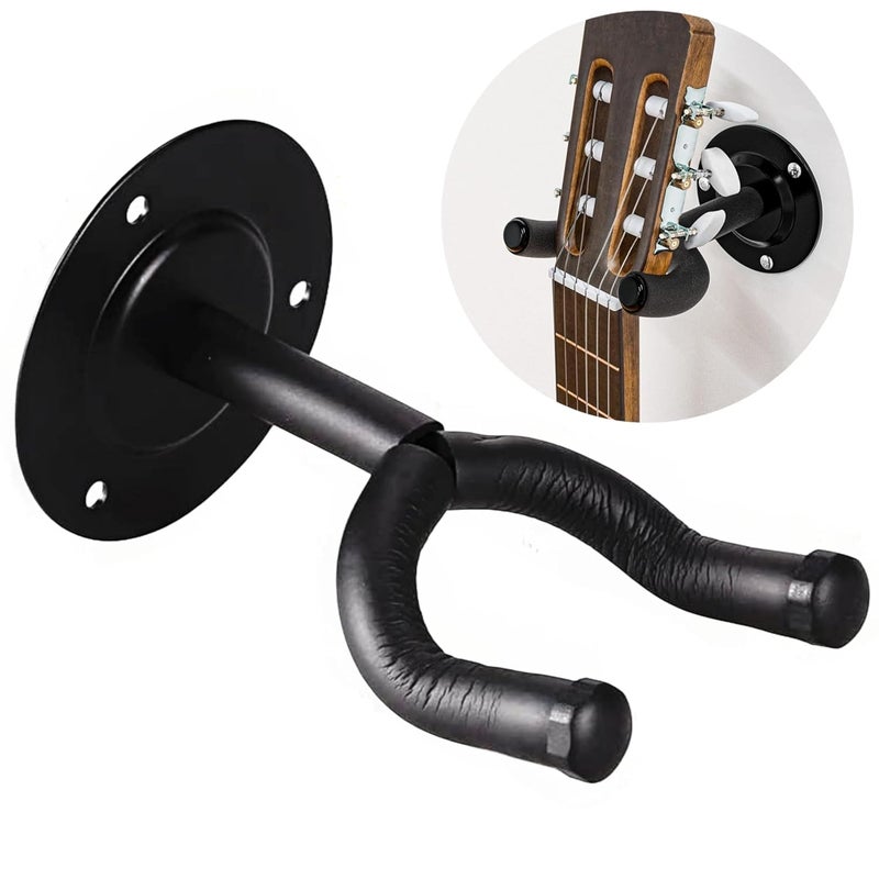 CLAPONE Guitar Stand Folding with Padded Foam Fit Acoustic Guitar, Bass Guitar, Electric Guitar, Banjo, Ukulele, Mandolin, Violin and More, Plastic (Premium Black, Metal Guitar Hanger) - Image 1