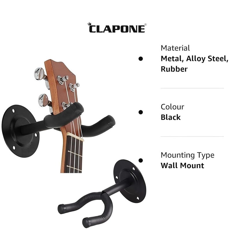 CLAPONE Guitar Stand Folding with Padded Foam Fit Acoustic Guitar, Bass Guitar, Electric Guitar, Banjo, Ukulele, Mandolin, Violin and More, Plastic (Premium Black, Metal Guitar Hanger) - Image 3