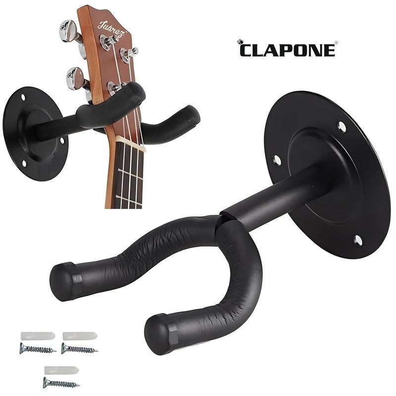 CLAPONE Guitar Stand Folding with Padded Foam Fit Acoustic Guitar, Bass Guitar, Electric Guitar, Banjo, Ukulele, Mandolin, Violin and More, Plastic (Premium Black, Metal Guitar Hanger) - Image 5