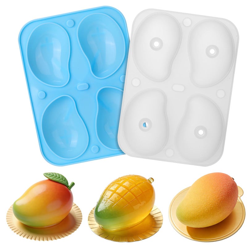 Juome 3D Mango Shape Cake Mold - 4 Cavity Fruit Pudding Mango Silicone Molds for Baking Pastry, Ice Cream, Mousse Cake Decoration Mould Supplies - Image 1