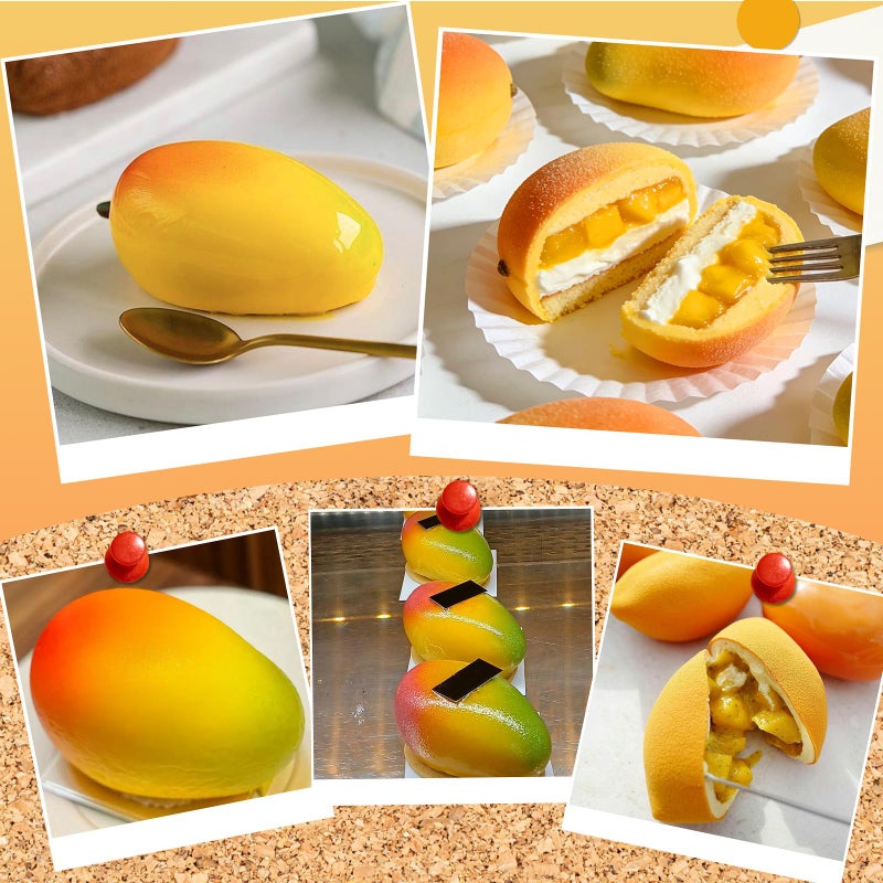 Juome 3D Mango Shape Cake Mold - 4 Cavity Fruit Pudding Mango Silicone Molds for Baking Pastry, Ice Cream, Mousse Cake Decoration Mould Supplies - Image 2