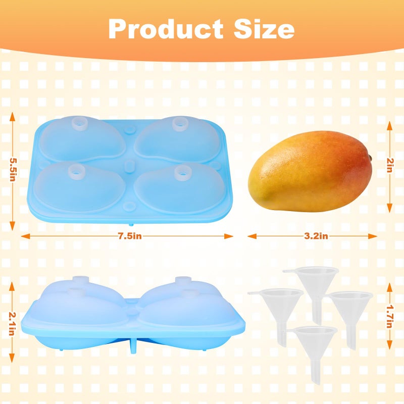 Juome 3D Mango Shape Cake Mold - 4 Cavity Fruit Pudding Mango Silicone Molds for Baking Pastry, Ice Cream, Mousse Cake Decoration Mould Supplies - Image 3