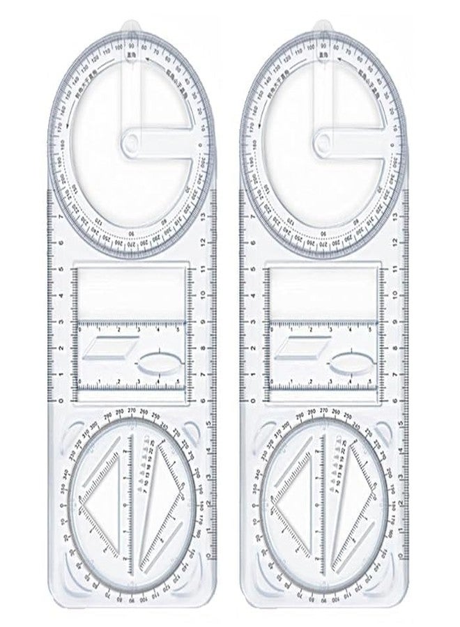 BKQPTL Multifunctional Geometric Math Ruler - All-in-1 Transparent Drawing Tool for Angle,Circle & Lines, Movable Measuring Template for School Students,teacher,designer,Office,Artist & Architects (2) - Image 1