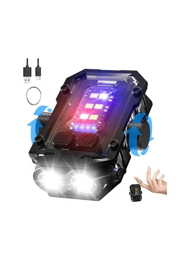 PROMASS 360 Degree Rotation Powerful Flashlight, LED Mini EDC Flashlight with Fingertip Gyroscope, with Red Blue Flash Light, USB C Rechargeable Portable Flashlights for Camping Hiking Emergency (Black)  - Image 2