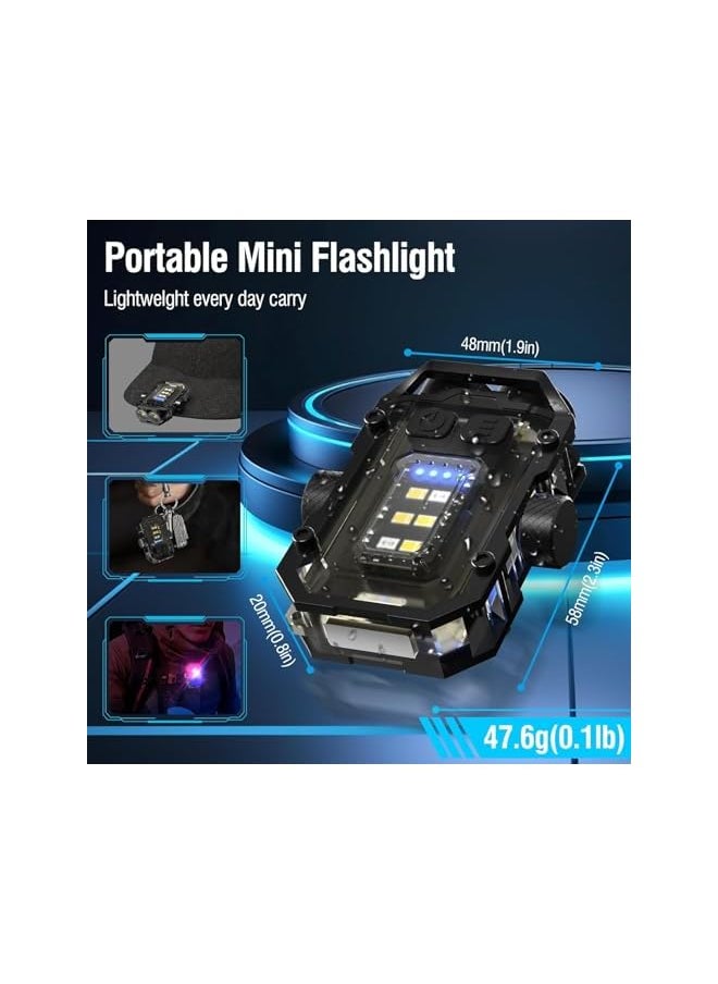 PROMASS 360 Degree Rotation Powerful Flashlight, LED Mini EDC Flashlight with Fingertip Gyroscope, with Red Blue Flash Light, USB C Rechargeable Portable Flashlights for Camping Hiking Emergency (Black)  - Image 4