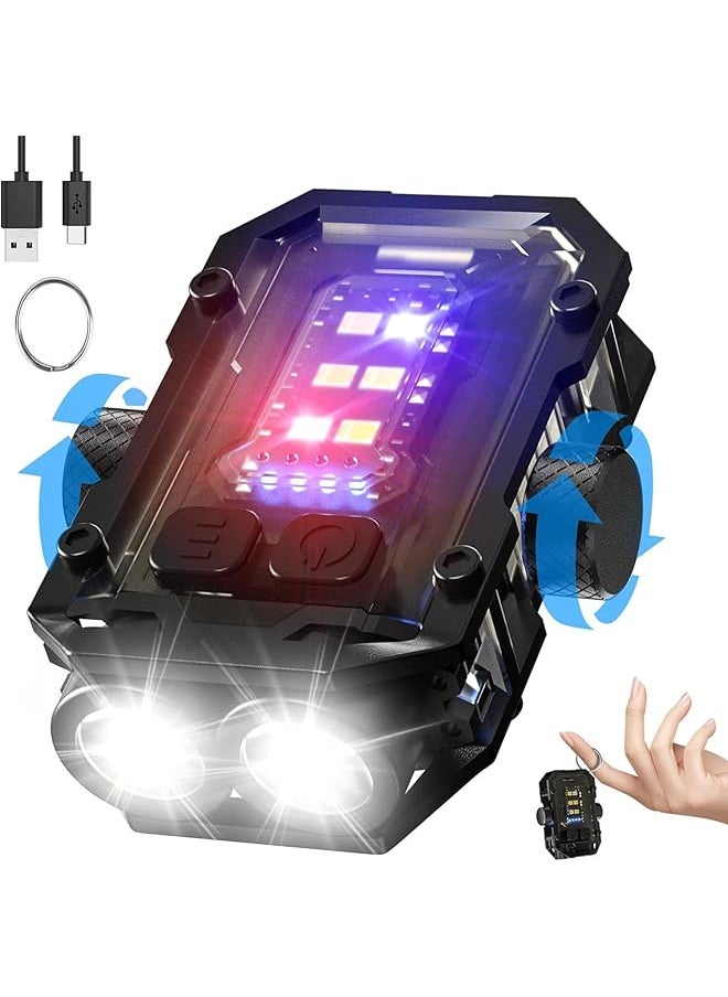 PROMASS 360 Degree Rotation Powerful Flashlight, LED Mini EDC Flashlight with Fingertip Gyroscope, with Red Blue Flash Light, USB C Rechargeable Portable Flashlights for Camping Hiking Emergency (Black)  - Image 1