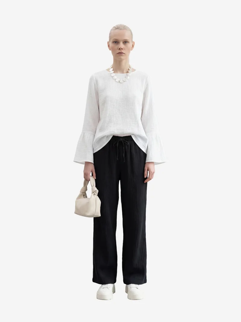 My Fashion Black MY FASHION Elastic Waist Straight Leg Pants for Women | Best Price UAE