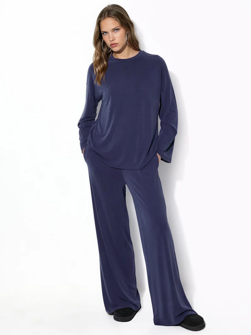 Busem BUSEM Relaxed Fit Crew Neck Long Sleeve Blouse